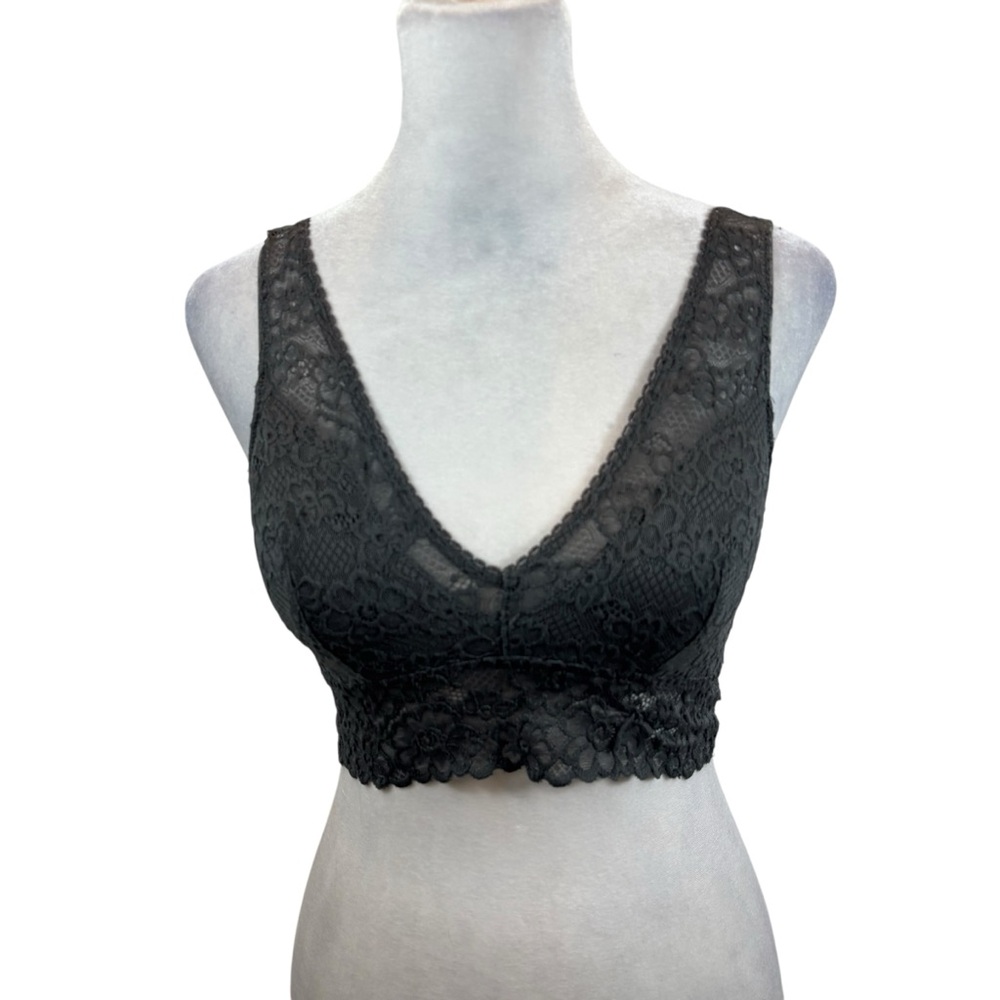 SO Intimates Brand Grey Lace V Neck Bralette Size Small